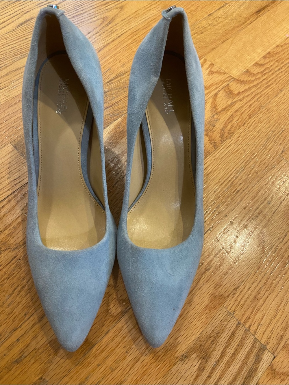 Michael Kors Powder Blue Suede Pointed-Toe Pumps